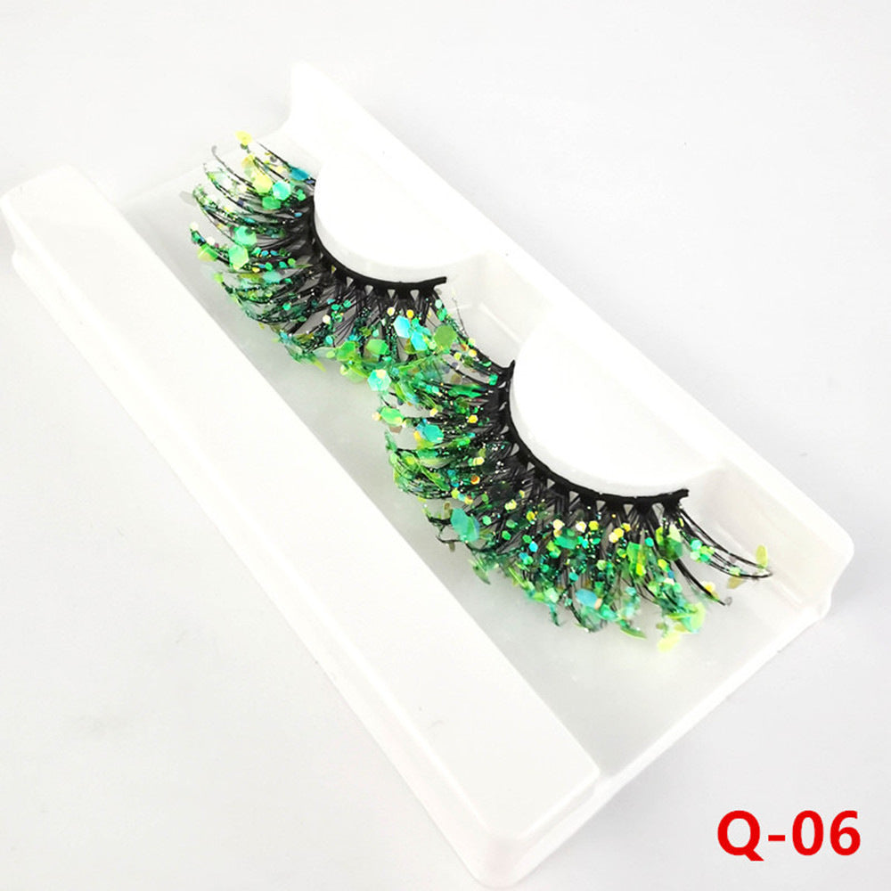 Fluorescent Luminous Sequins Eyelashes Color Thick False Lashes