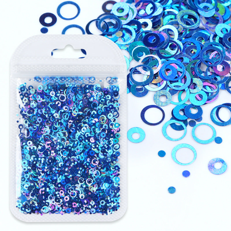 Flash Laser Hollow Round Sequins Mixed Color Nail Care Nail Art