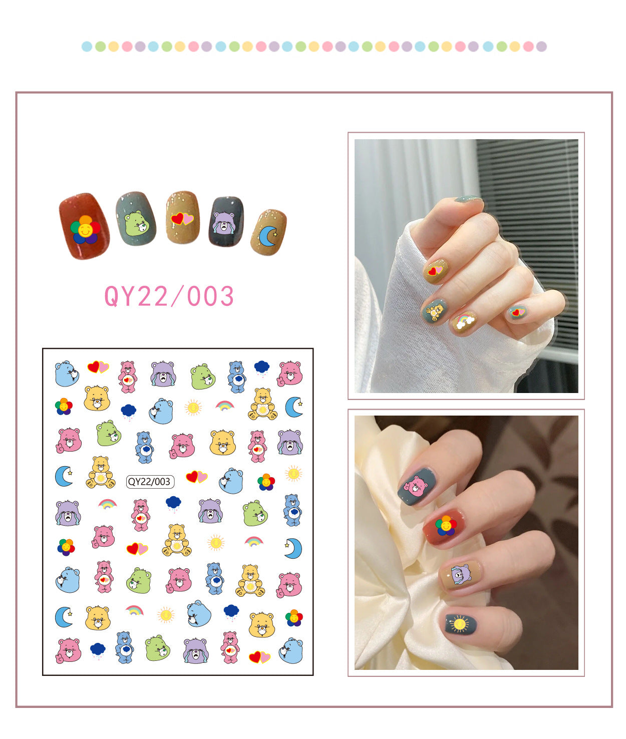 Little Bear Cartoon Cute Animal Unicorn Nail Stickers