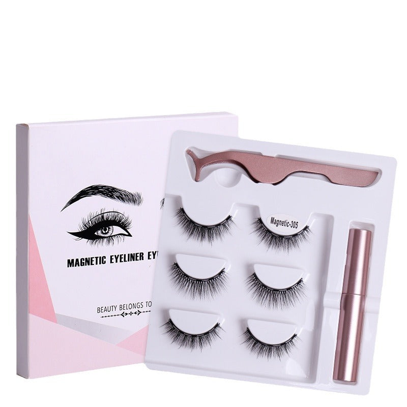 Pairs Magnetic Suction Eyelashes Natural Thick Comfortable Cross Artificial False Lashes