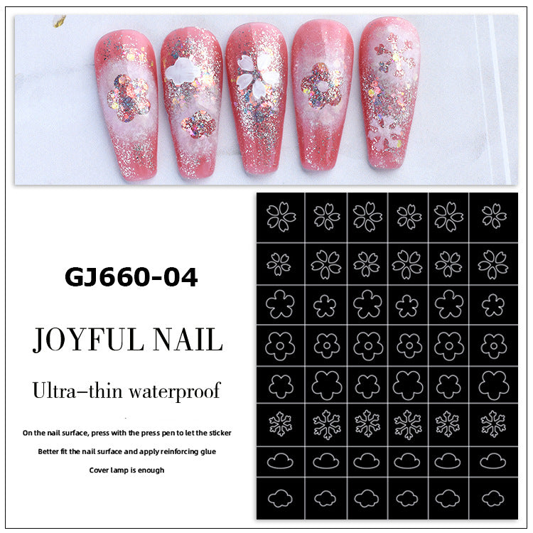 Hollow Template French Smile Love Butterfly Nail Stickers