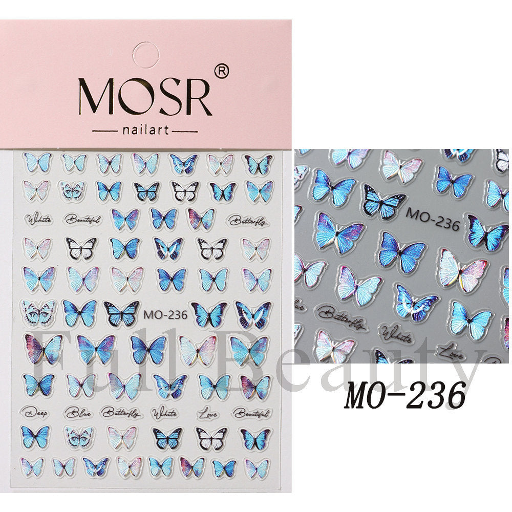 Pink Butterfly Elegant Dream Big Bowknot Nail Stickers