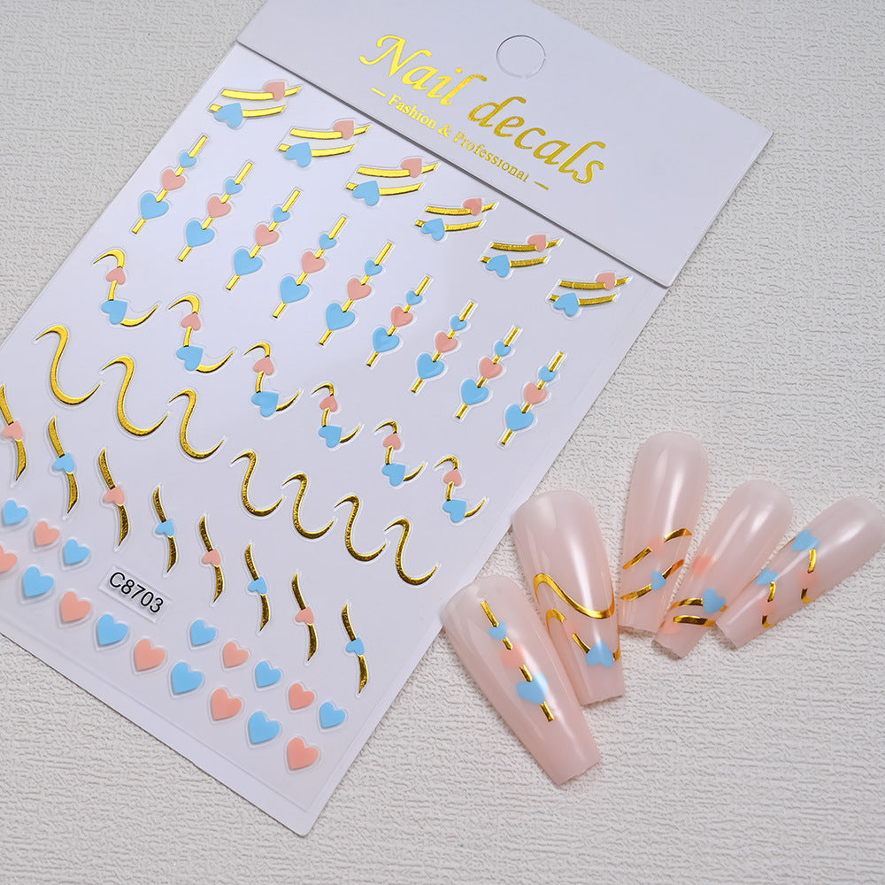 Little Flower Fresh Golden Affordable Luxury Style Nail Stickers