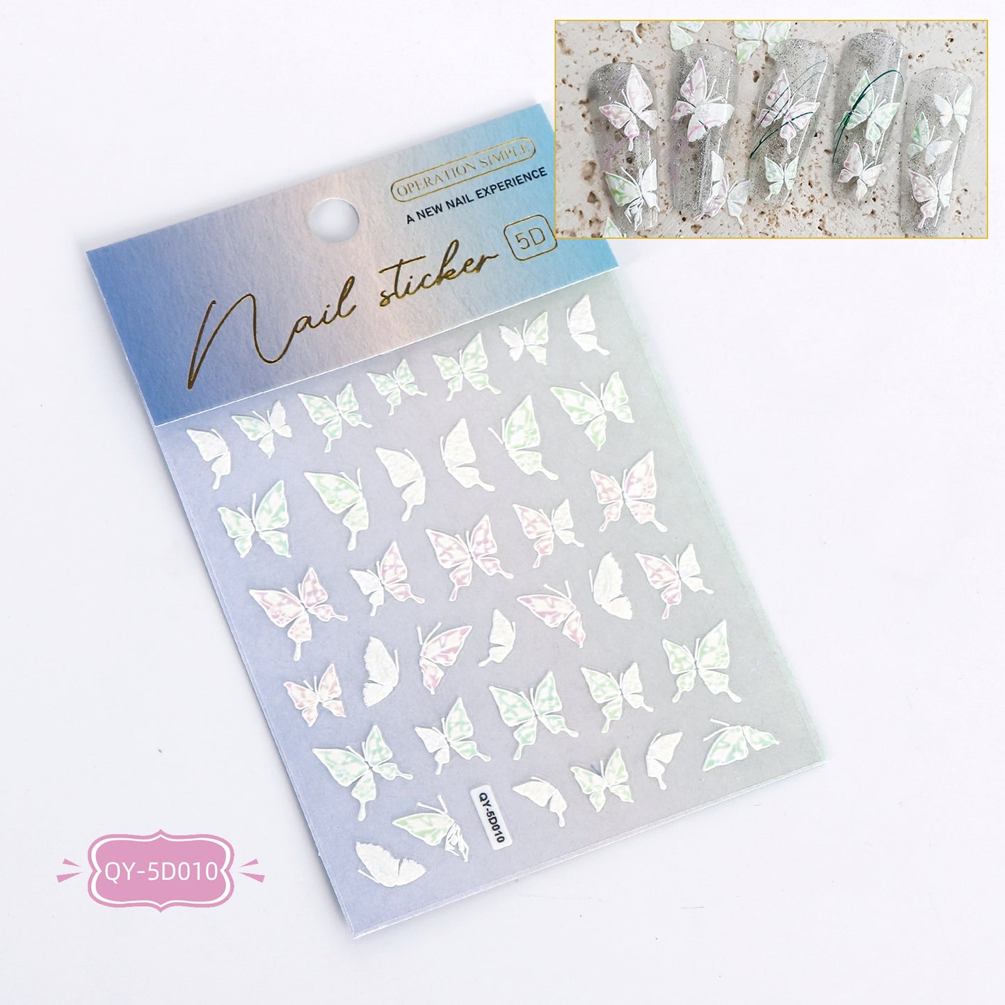 Relief Butterfly Laser Thin Tough Three-dimensional Nail Stickers