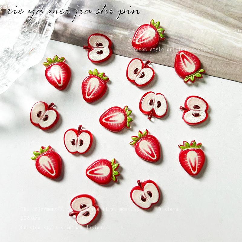 Barrettes de fruits de dessin animé, ornements de fraises et de pommes, soins des ongles, nail art