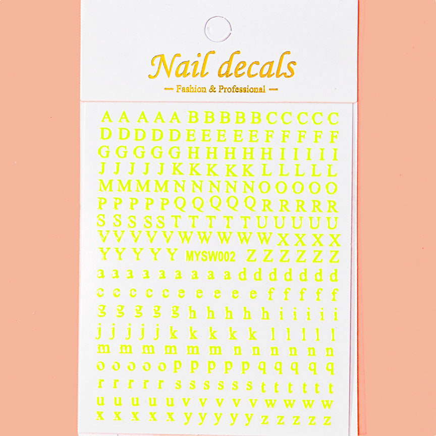 Simple Uppercase Lowercase Letters Laser Gold Nail Stickers