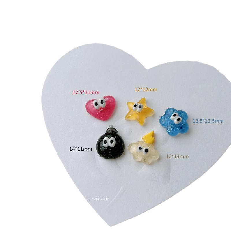 Dopamine Manicure Cute Cartoon Resin Rhinestone Pentagram Love Clouds Nail Care Nail Art