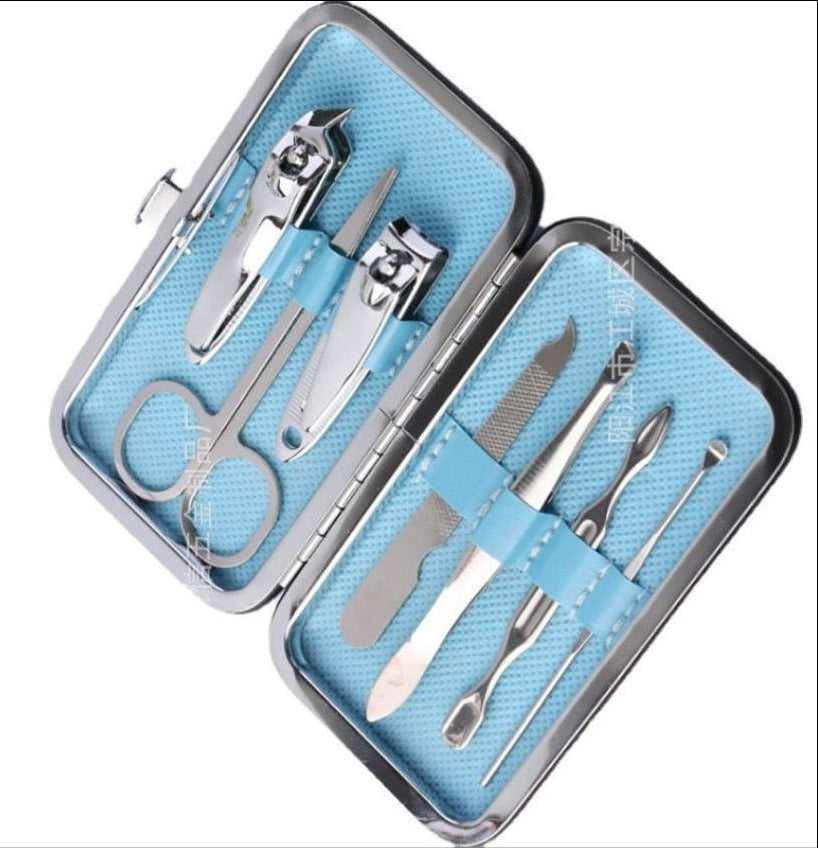 Stainless Steel Clippers Suit Green Manicure Nail Tool Set