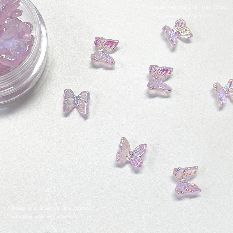 Mini Butterfly Ornament Electroplating Three-dimensional Aurora Nail Care Nail Art