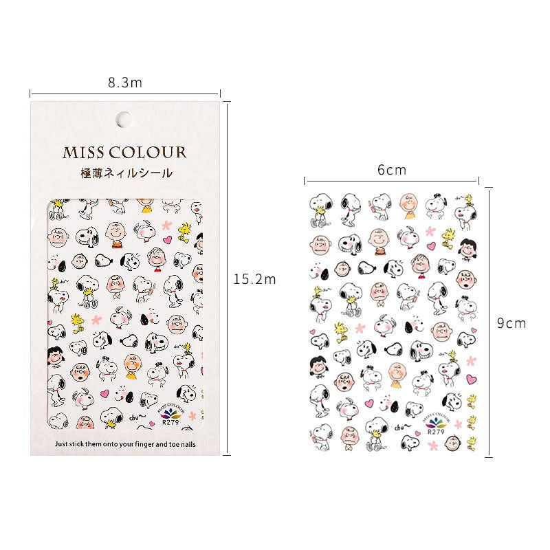 Snoopy Small Flower Cartoon Ornament Decals Nail Stickers