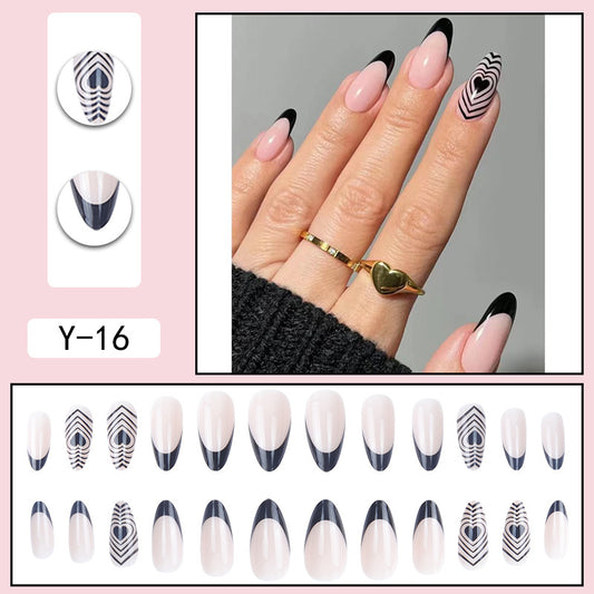 Nail Art Psychédélique Coeur Noir Gouttes d'Eau French Wear