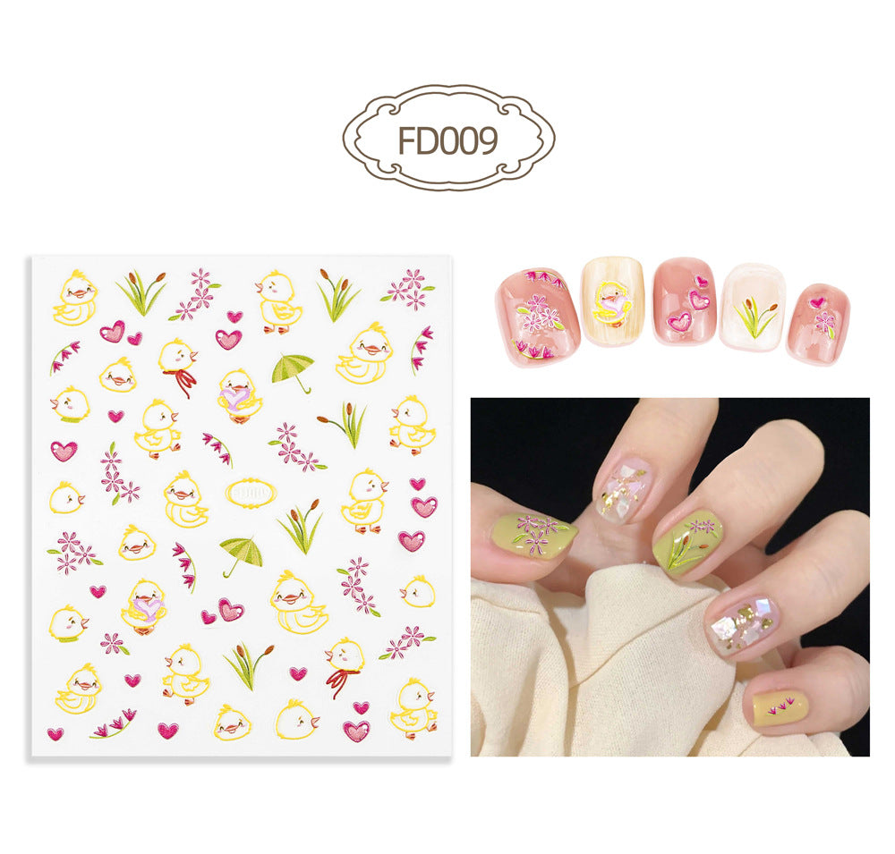 Three-dimensional Relief Cute Cartoon White Cloud Nail Stickers