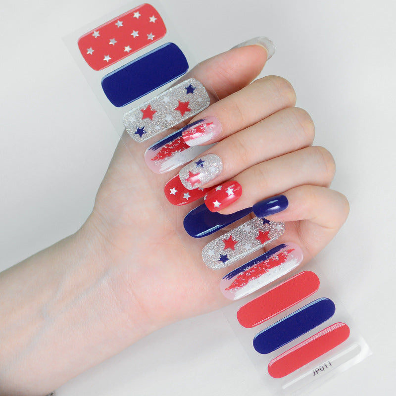 Independence Day Flag Therapy Heating Lamp Nail Stickers