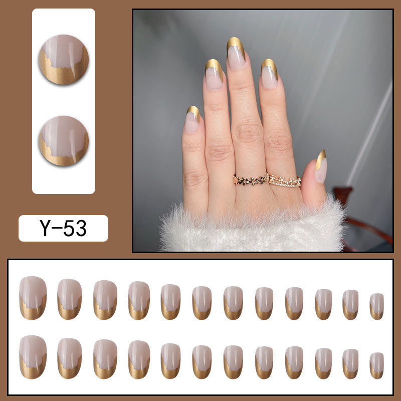 Tête irrégulière Bord doré Personnalité française Manucure Porter Nail Art