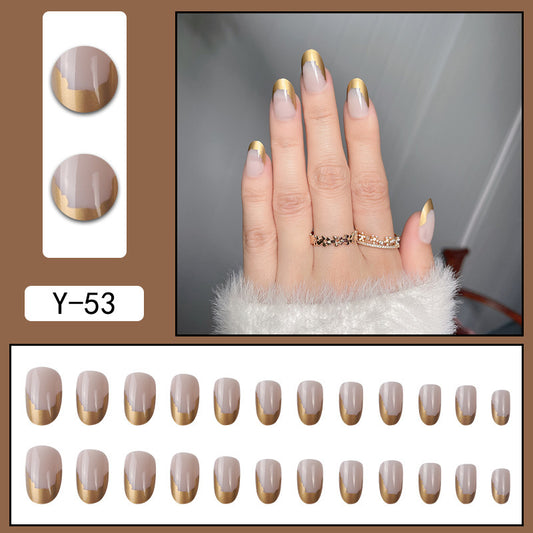 Tête irrégulière Bord doré Personnalité française Manucure Porter Nail Art