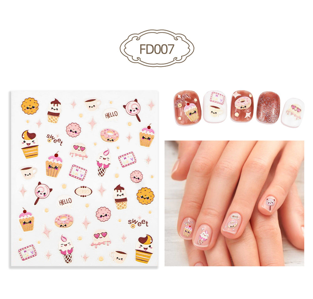 Three-dimensional Relief Cute Cartoon White Cloud Nail Stickers