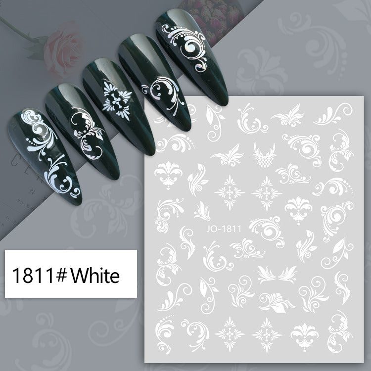 Autocollants pour ongles en rotin doré noir blanc avec motif totem de beauté bohème vintage