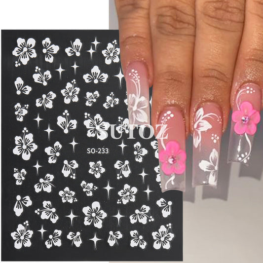 Summer Fresh Romantic Cherry Blossoms Back Nail Stickers