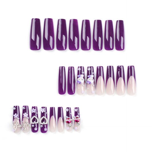 Manucure Nail Art Chat Violet Pearl French Wear