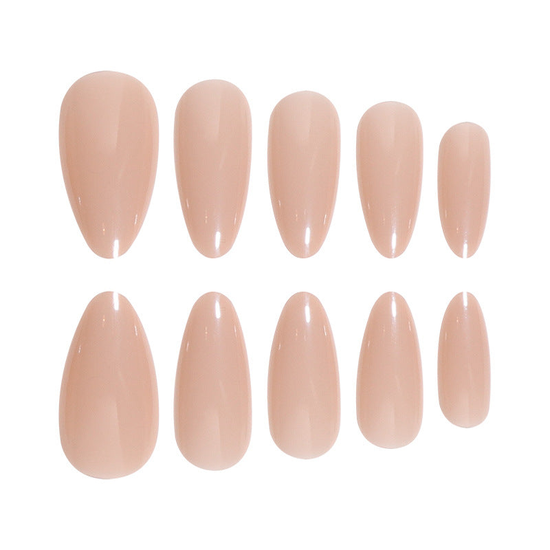 Almond-shaped Wear Tip Solid Color White Nail Art