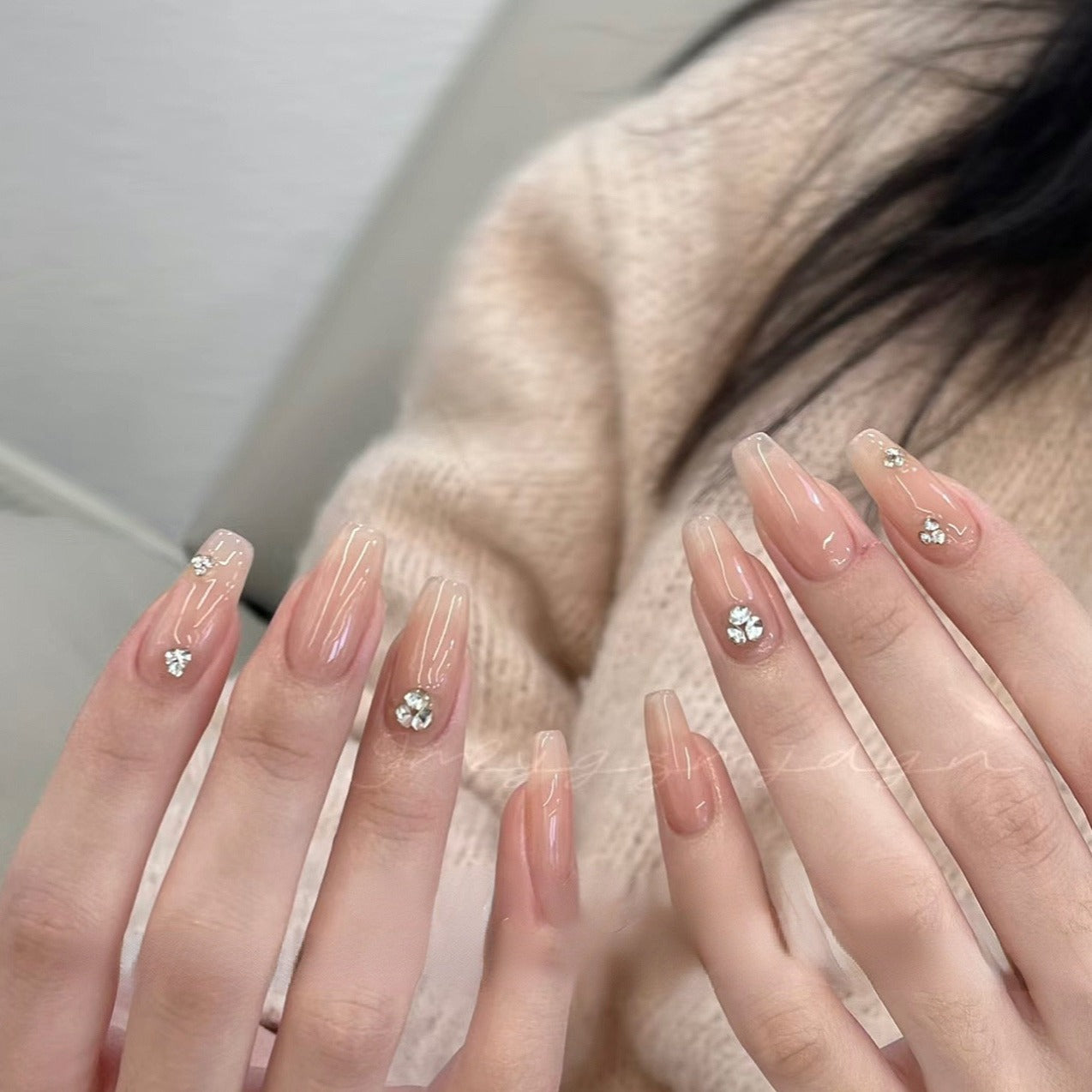 Women's Want Ice Transparent Nude Color Pile Nail Stickers