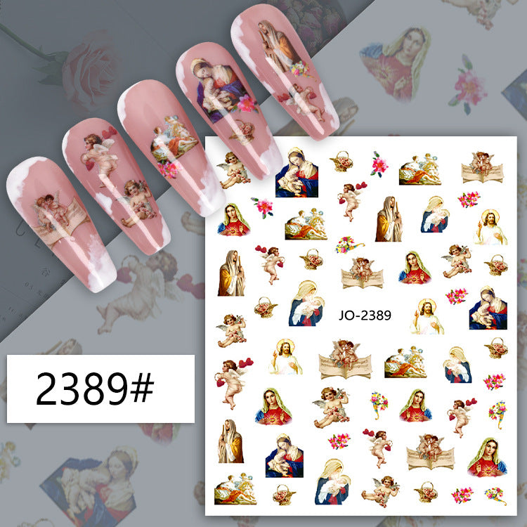 Retro Virgin Little Pattern Cupid Angel Nail Stickers