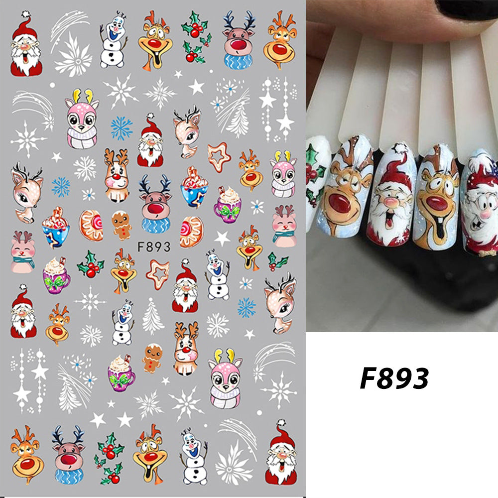 Halloween Red With Colorful Christmas Snowflakes Nail Stickers