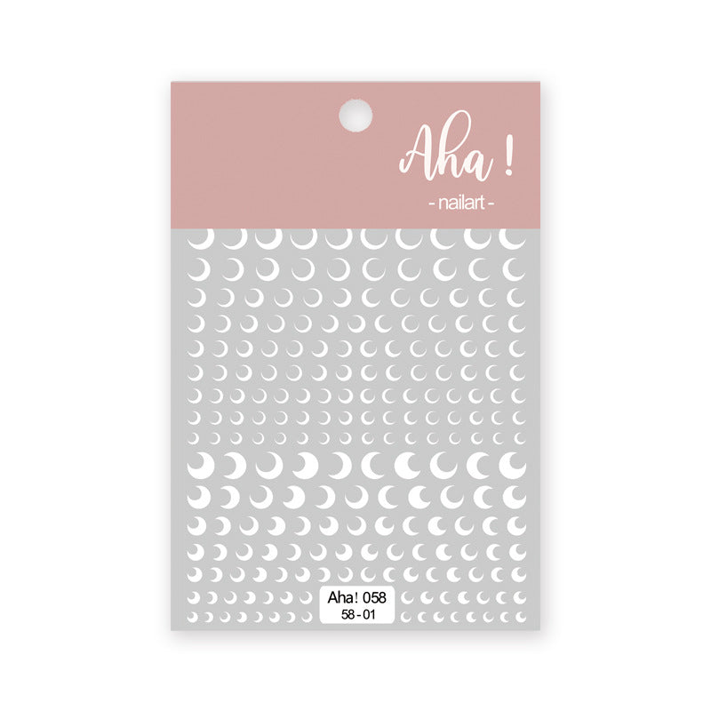 Adhesive Backing White Black Bronzing Sier Moon Nail Stickers