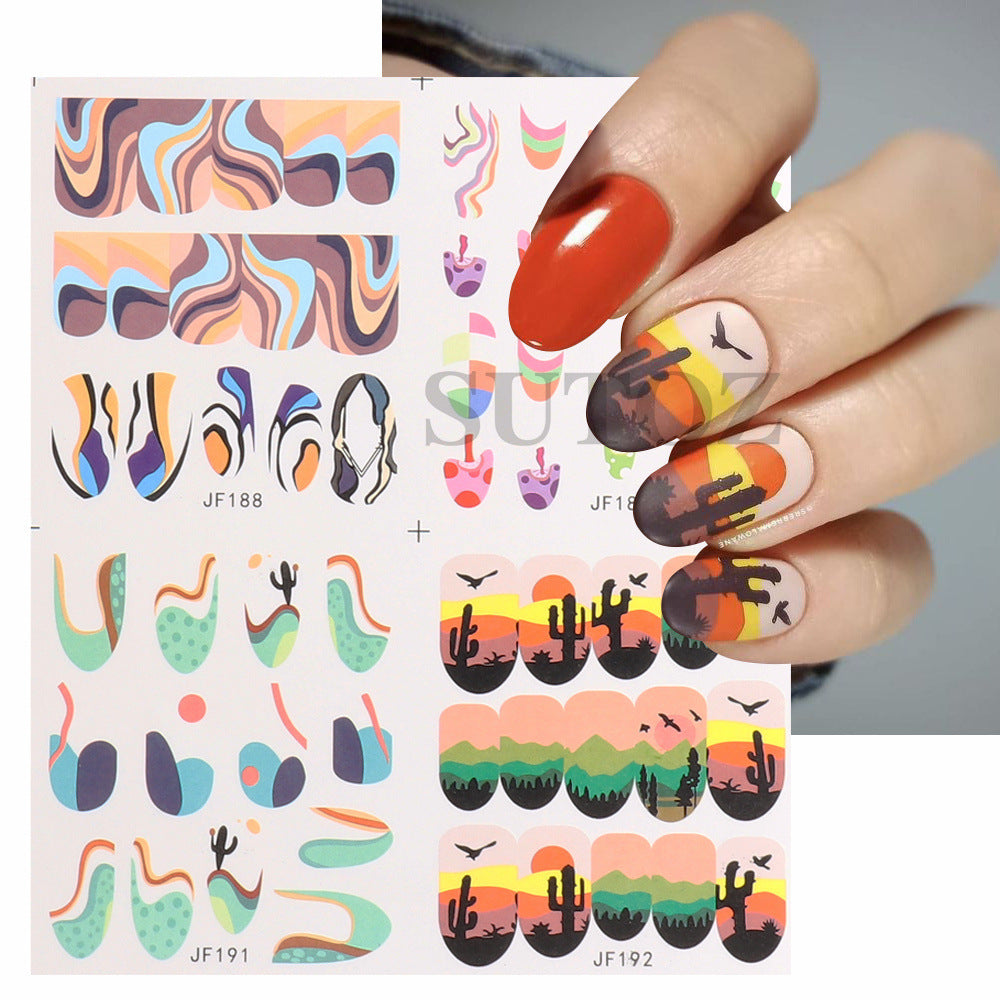 Beauty Water Printing Large Waterproof Blooming Nail Stickers