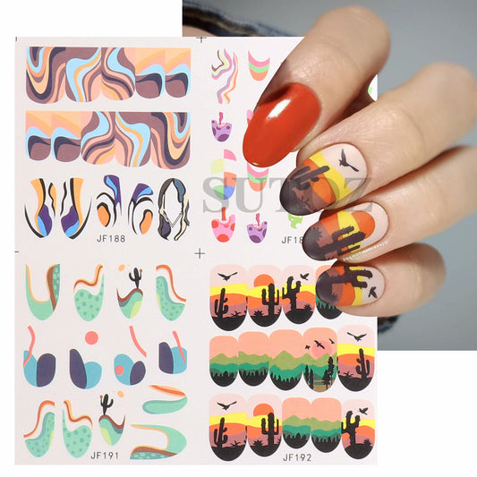 Beauty Water Printing Large Waterproof Blooming Nail Stickers