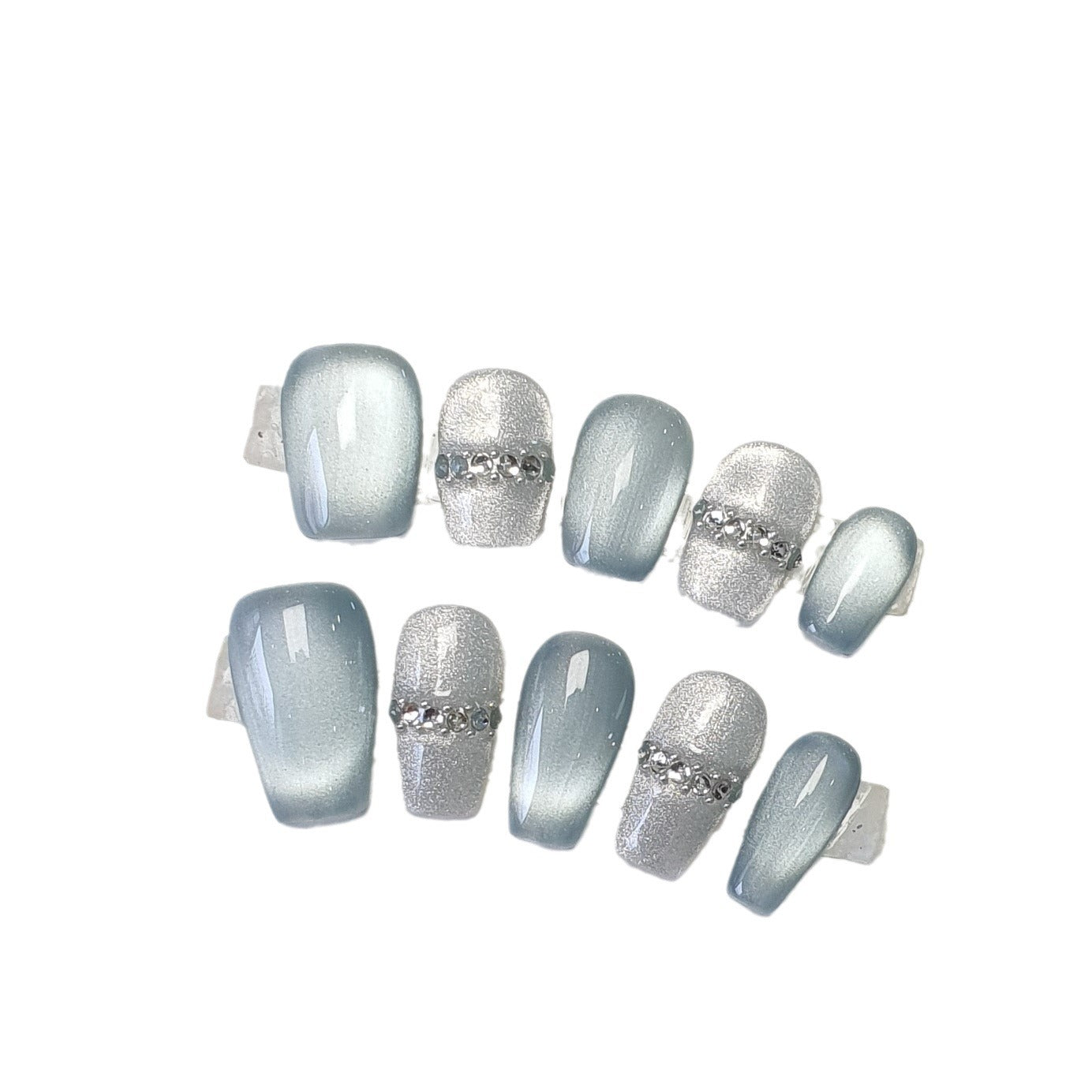 Glass Bead Cat White Simple Flash Nail Stickers