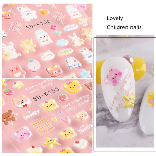 Small Flower Rabbit Cat Cute Little Nail Stickers