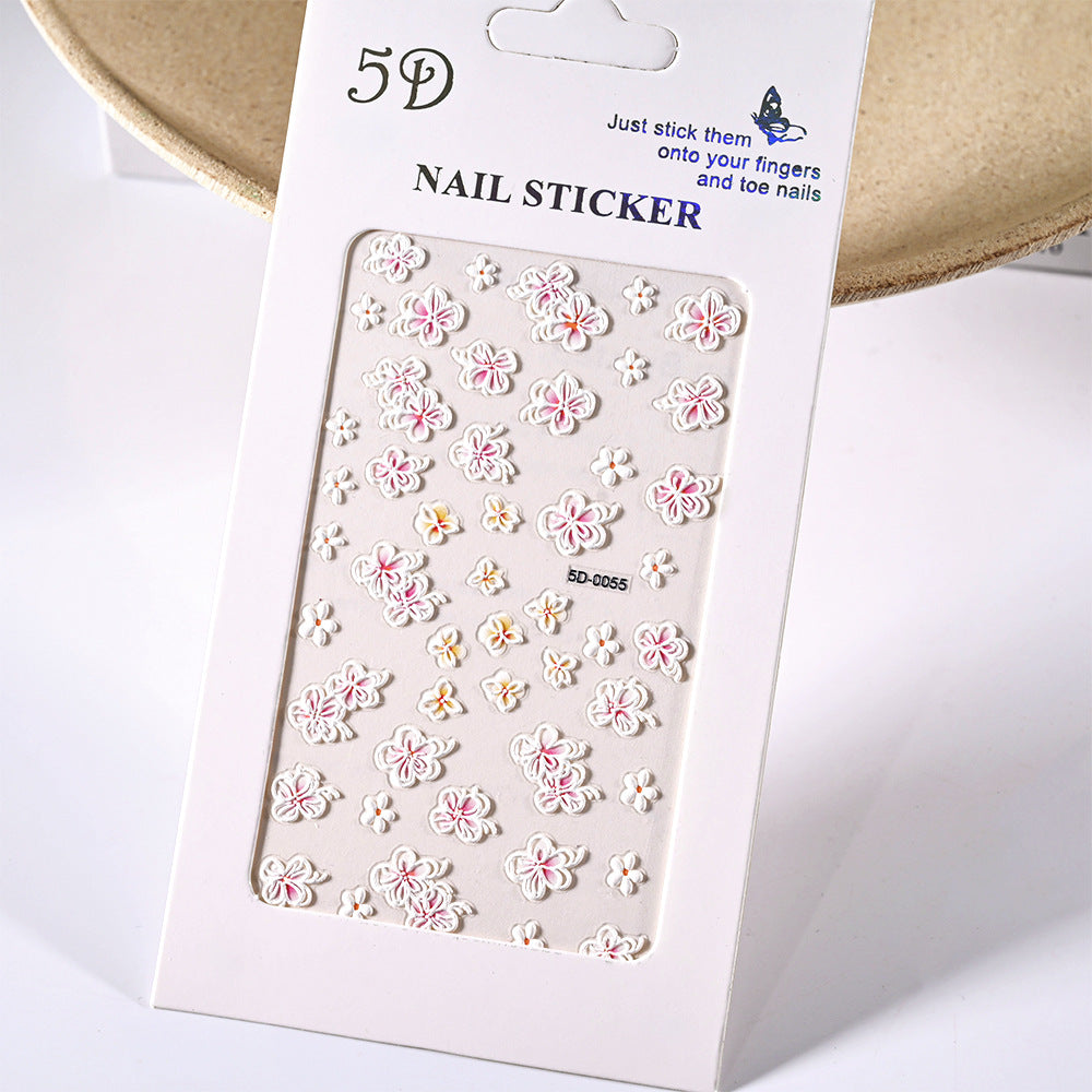 Embossed Tulip Paper Card Packaging Manicures Nail Stickers