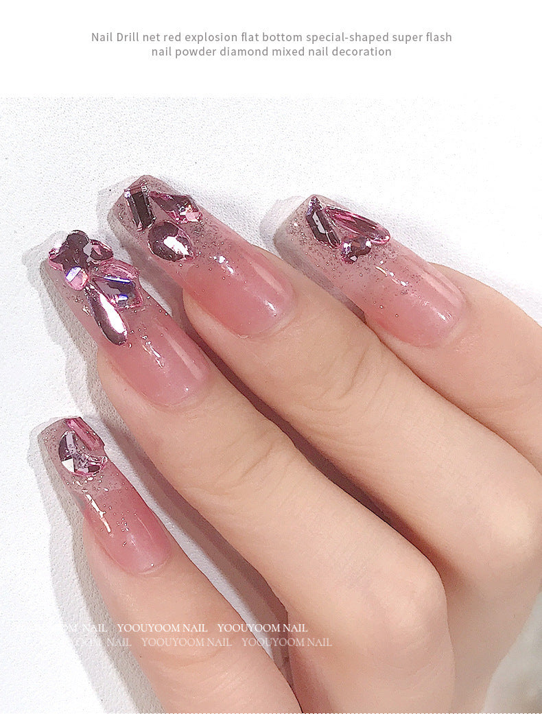 Beauty Rhinestone Ornaments Light Pink Flat-bottomed Nail Care Nail Art