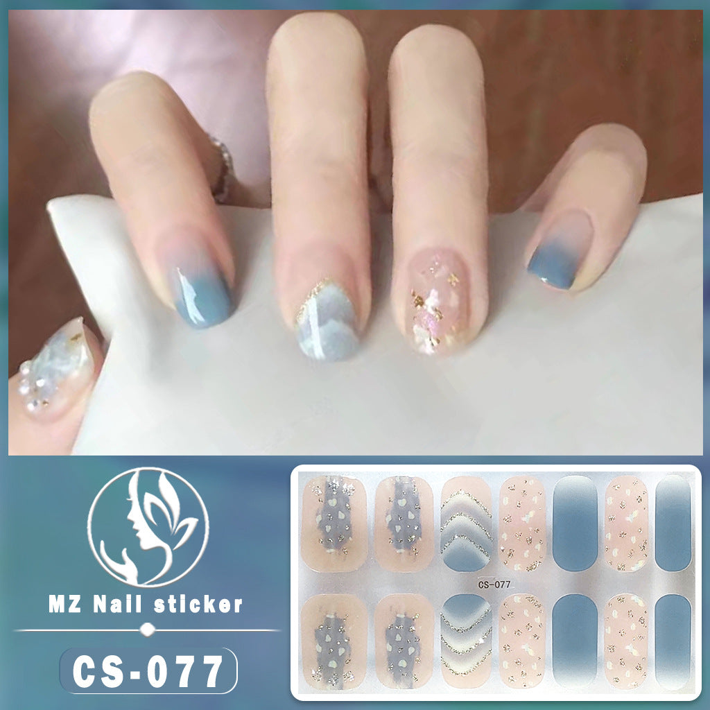 Autocollants pour ongles en gel imperméables avec motif floral à carreaux