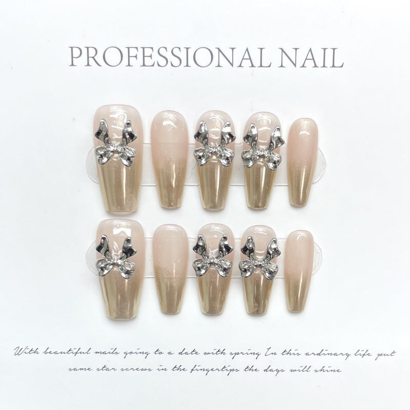 Short Nude Color Blooming Tips Finished Nail Stickers