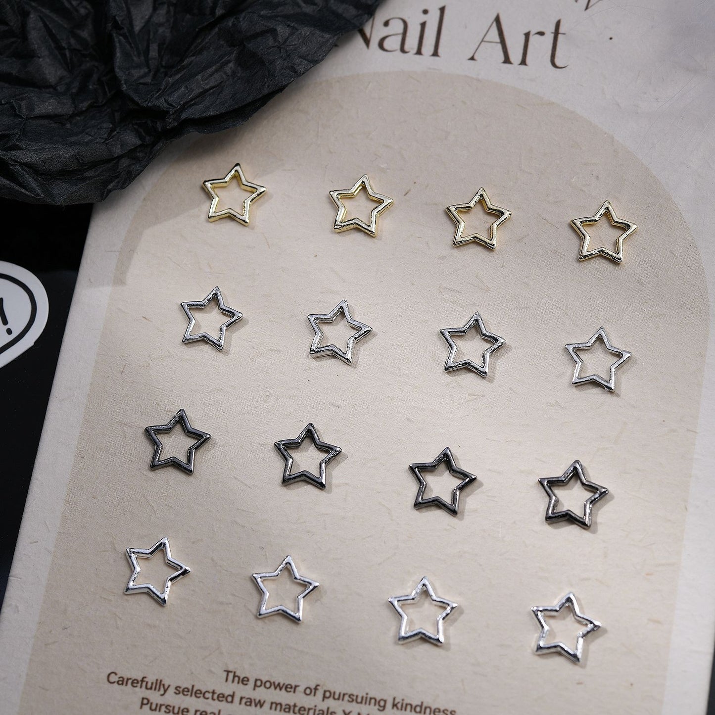 Mini Black Three-dimensional Alloy Five-pointed Star Nail Care Nail Art