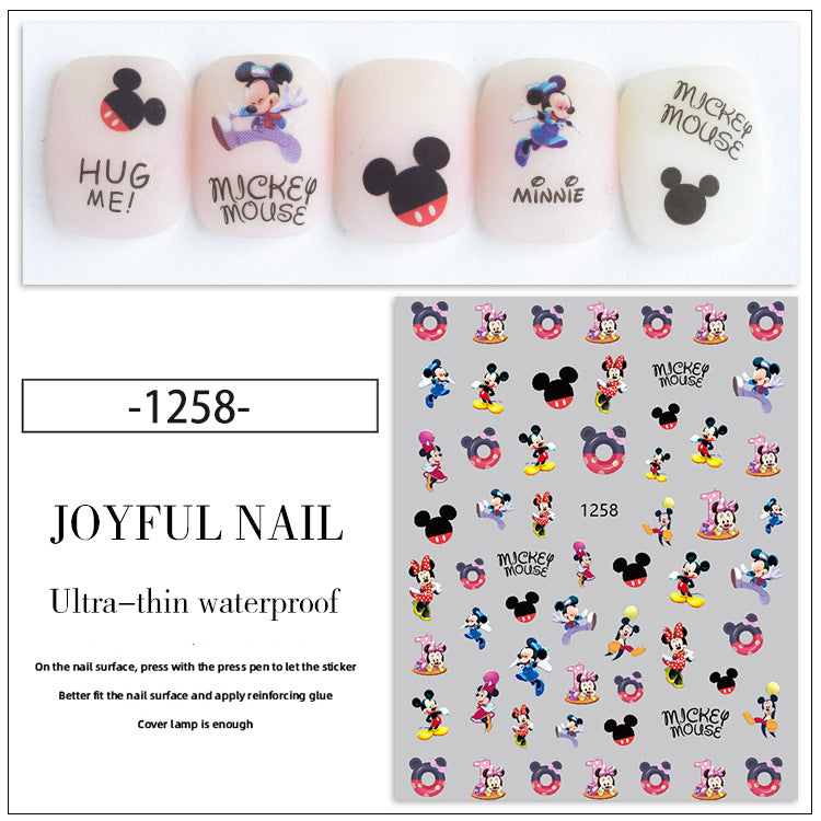 Autocollants pour ongles à motif de souris adhésive Mickey de dessin animé mignon