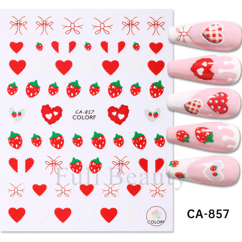 Autocollants pour ongles avec lettres d'amour et nœud rose pour la Saint-Valentin