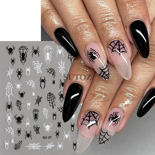 Dark Laser Red Sweet Cool Spider Nail Stickers