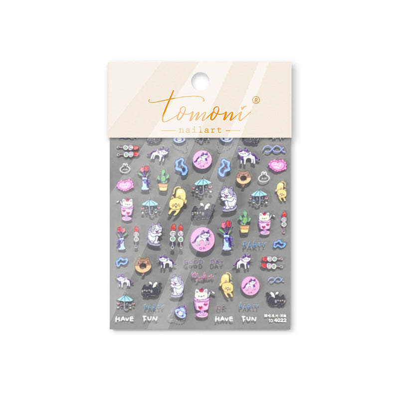 Graceful Popular Embossed Cute Lovely Panda Nail Stickers