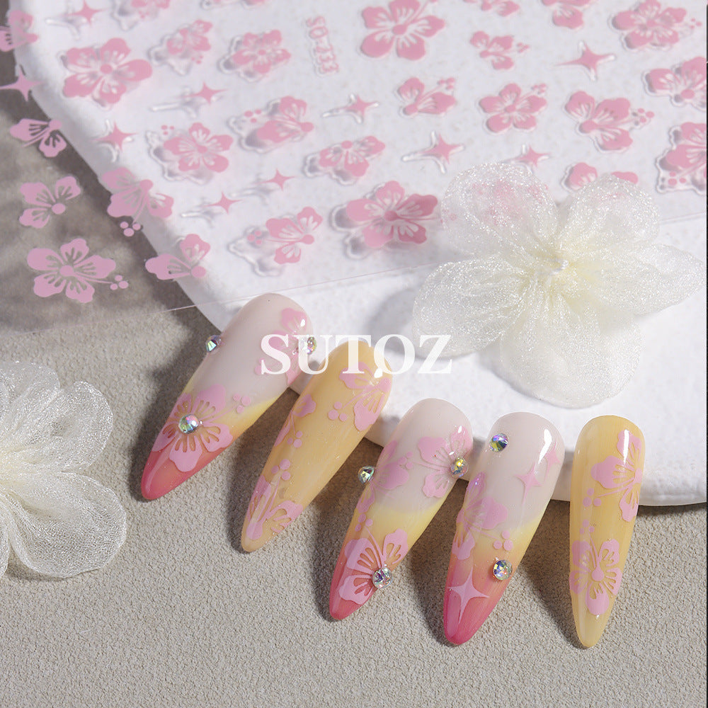 Summer Fresh Romantic Cherry Blossoms Back Nail Stickers