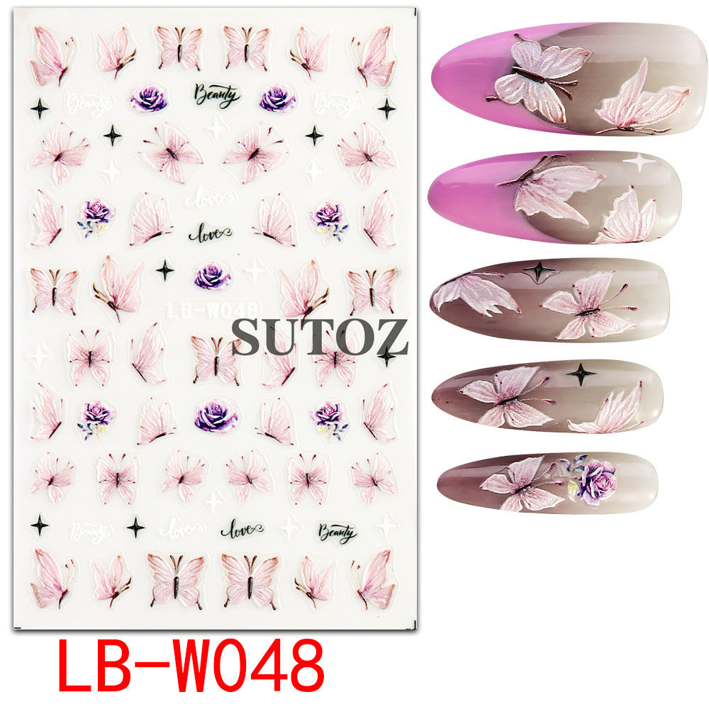 Fresh Style Little Daisy Butterfly Thin Tough Nail Stickers