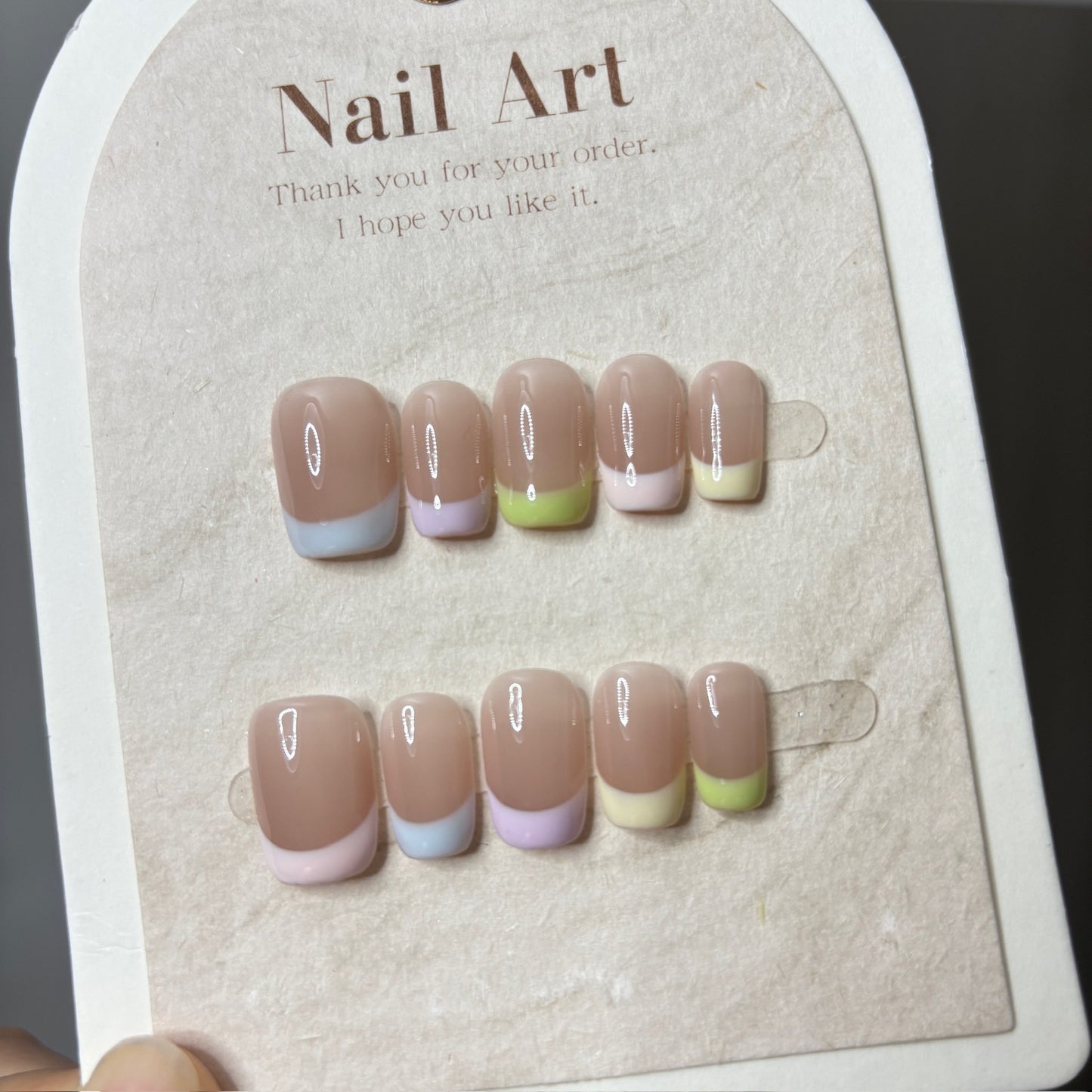 Dopamine French Edge Macaron Removable Tips Nail Stickers