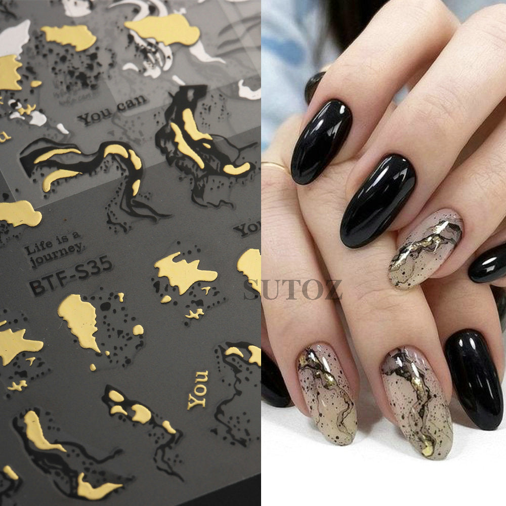 Irregular Lines Hand Painted Flat Back Nail Stickers