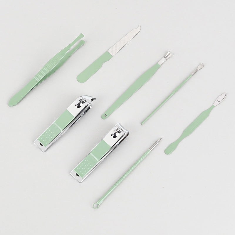 Folding Bag Green Scissor Portable Beauty Pliers Nail Tool Set