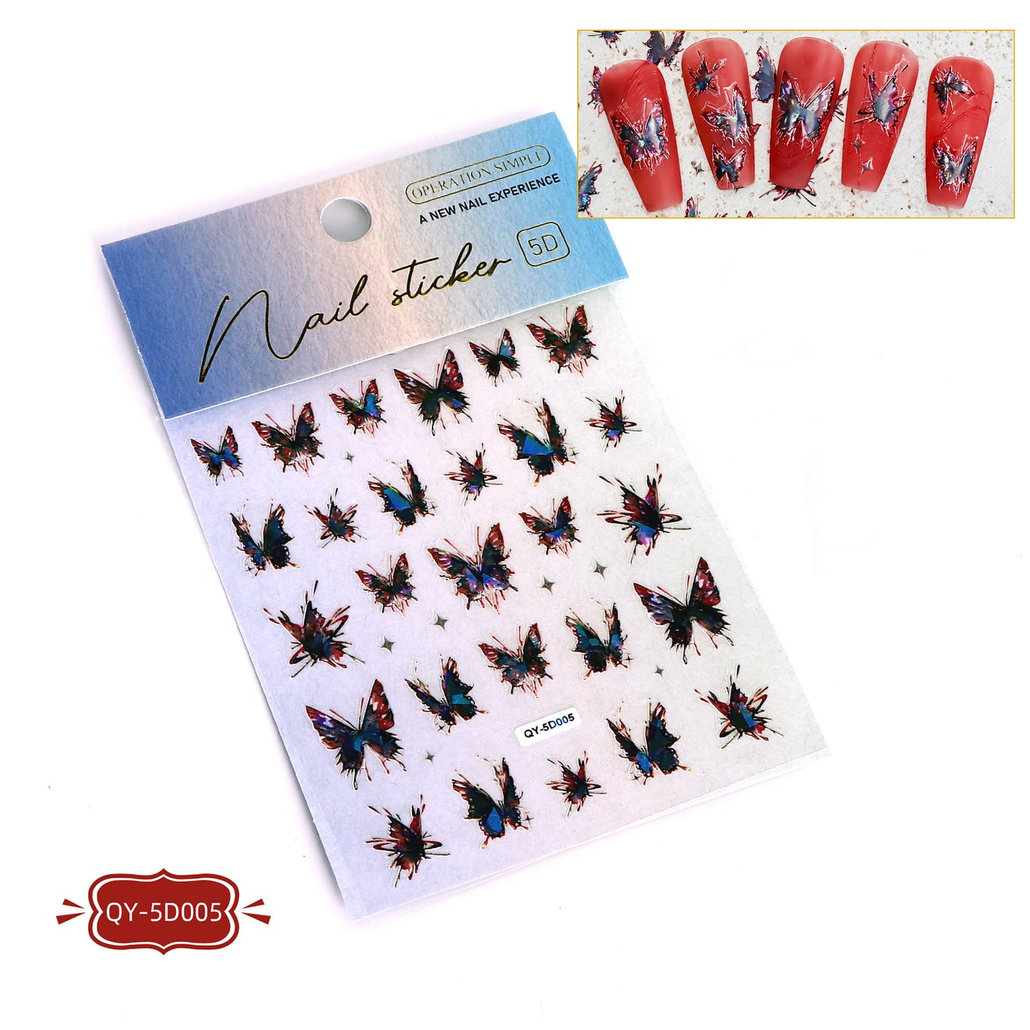 Relief Butterfly Laser Thin Tough Three-dimensional Nail Stickers