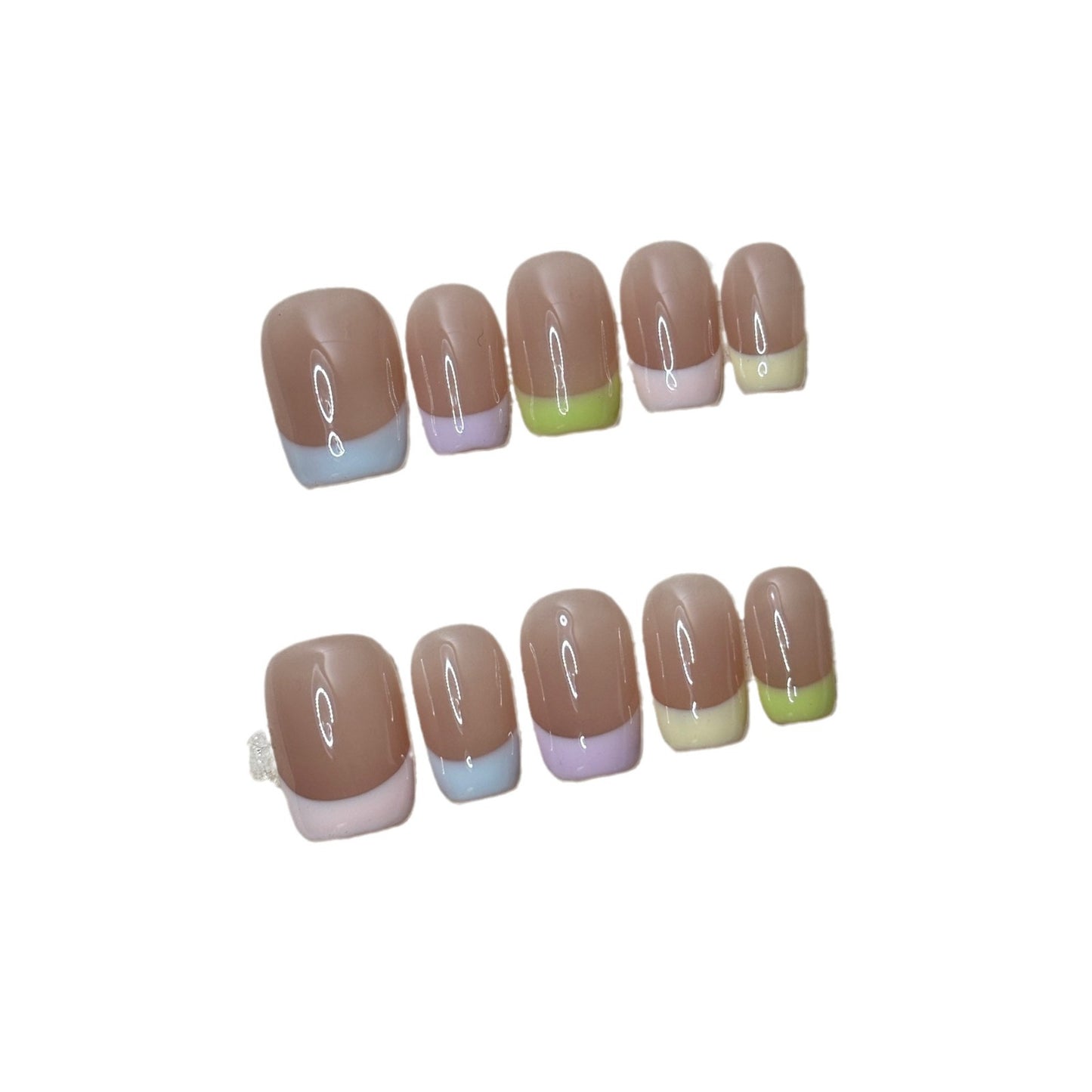 Dopamine French Edge Macaron Removable Tips Nail Stickers