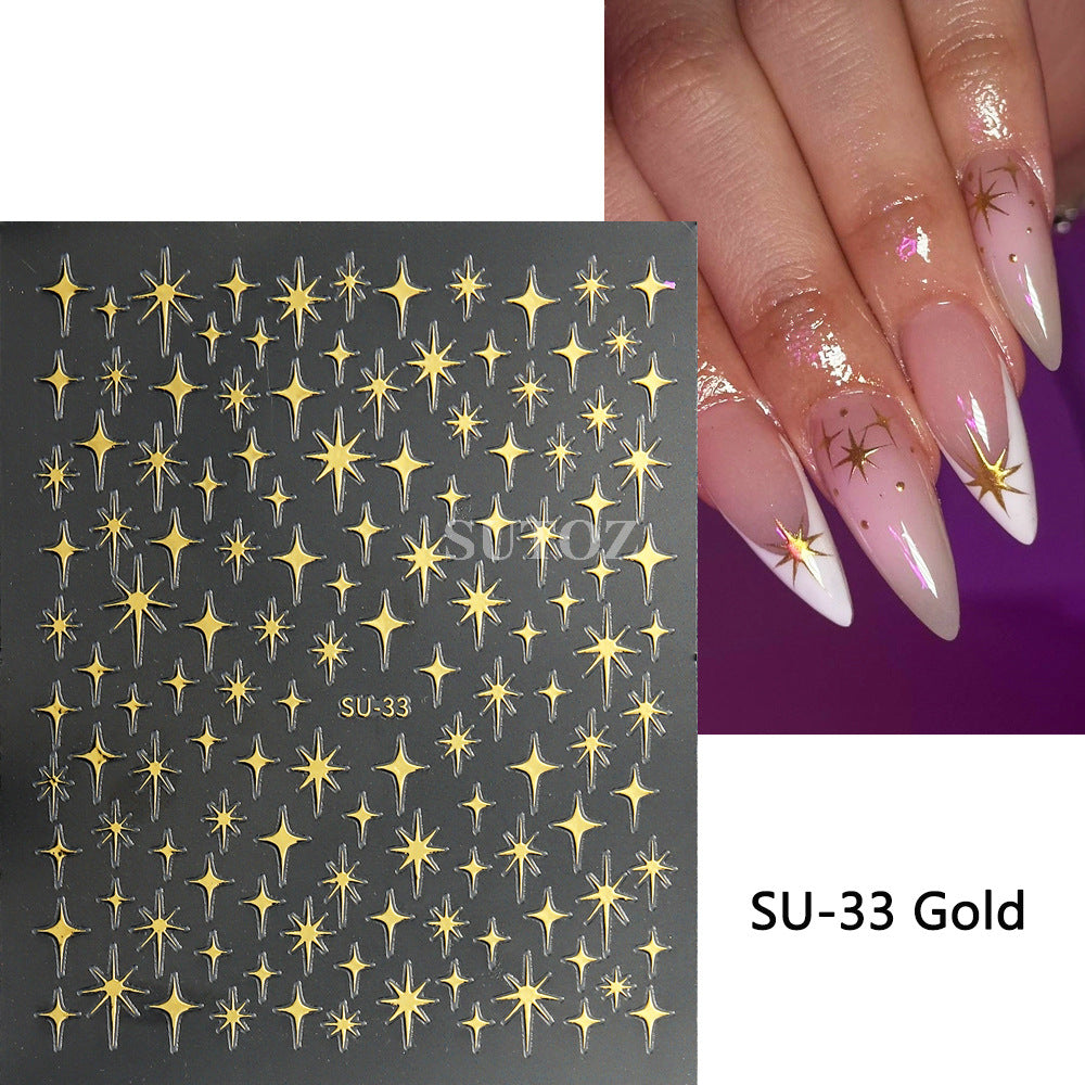 Pure Desire Four Stars Modeling Back Nail Stickers