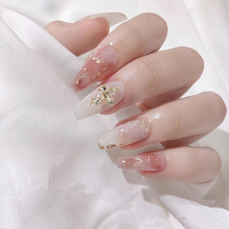 Style Petite Sœur Mi-Longueur Porter Armure Perle Papillon Amovible Nail Art